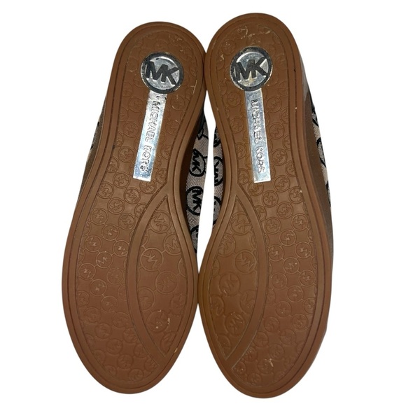 Michael Kors MK City Black and Brown Monogram Leather Canvas Sneakers Size 7.5 - Picture 8 of 12